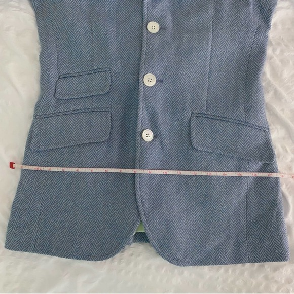 New Polo Ralph Lauren Blazer Blue Herringbone Linen Silk - Picture 12 of 16